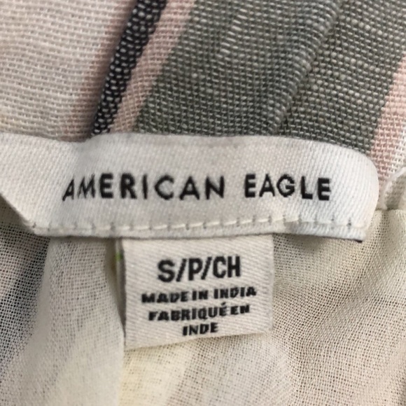 American Eagle || “Paper‎ Bag” Stripe Linen/Cotton Blend, High Waist, Mini Skirt - Picture 4 of 9